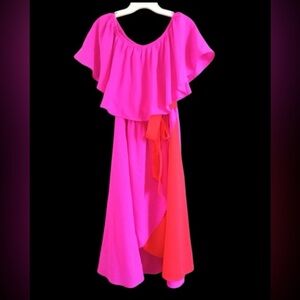 Sexy Off Shoulder Flowy Pink Dress - Size Medium